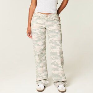 Hollister Curvy Low-rise Y2K Camo Baggy Jeans - Light Camo